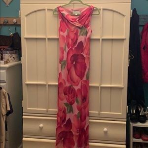 Pink floral long dress